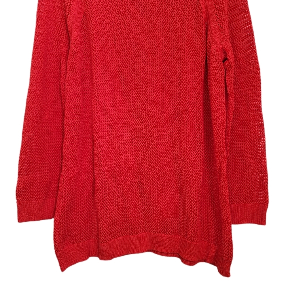 Talbots Sweater 2X Petite Red Open Knit Tunic Long Sleeve Plus Size Pullover - Picture 3 of 7